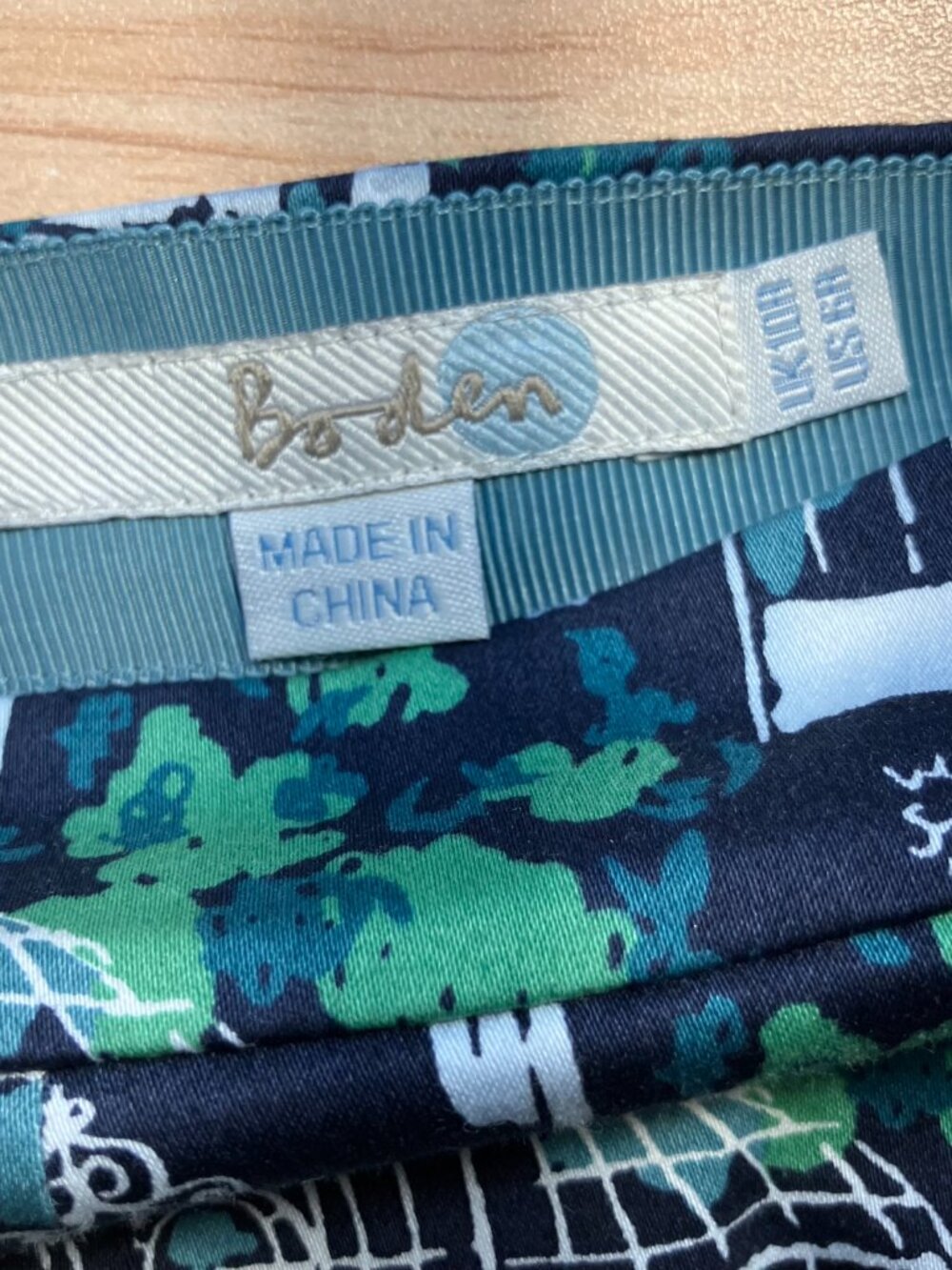 Boden Blue/Green/White Cotton Lined Skirt Size 6R - Picture 3 of 7
